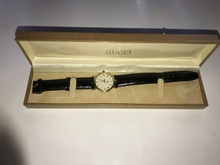 Gucci Mens Vintage Watch (14k Gold Plated) Swiss Movement With Orig Box