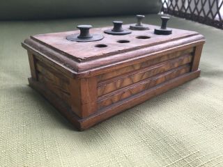Vintage Balance Scale Weights In Pounds Lbs And Ounces Oz W Wooden Storage Box