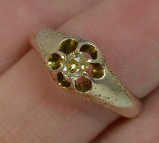 Victorian 0.  3ct Old European Cut Diamond 9ct Gold Gypsy Ring T0386