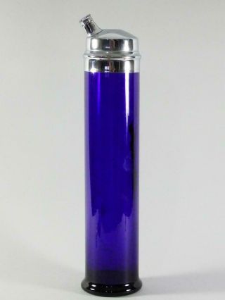 17 " Tall Art Deco Cobalt Blue Glass Cocktail Shaker