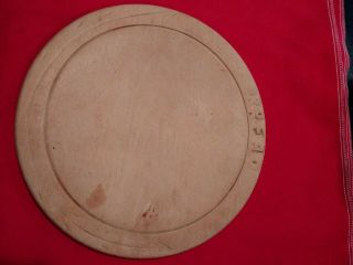Antique Primitive Carved Wood Wooden 10 1/2 " Round Bread Cutting Board Worn Old