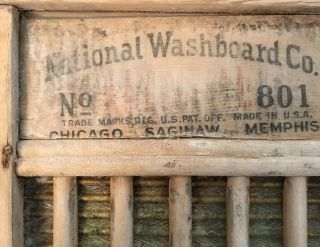 National Washboard Co. ,  Family Size,  No.  801,  Brass,  Antique,  Primitive,  Rustic