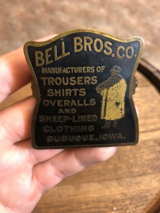 Rare Bell Bros Dubuque Iowa Trousers Overalls Shirts Brass Paper Clip Clothing