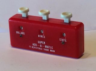Vtg Add - A - Matic Grocery Money Counter Japan Red Plastic Hand Held Register 2