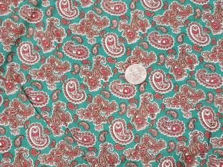 Vintage Full Feedsack: Green With Red And Brown Paisley