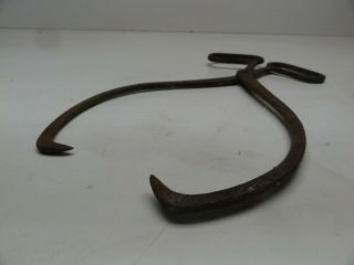 Antique Vintage Iron Ice Block Carrier Tong - Logging Hook Primitive Collector ' s 2
