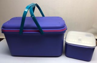 Eagle Craftstor Vintage Purple Plastic Craft Sewing Storage Extra Sewing Tote
