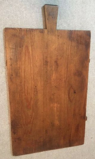 Primitive Wooden Cutting Board 29x16 " Distressed Vtg Notched Handle Inlaid
