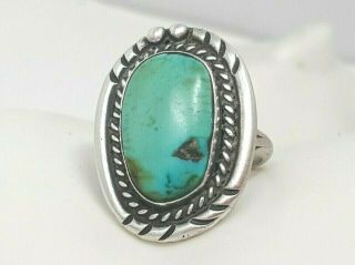 Vintage Sterling Silver Navajo Turquoise Band Ring size 8 2