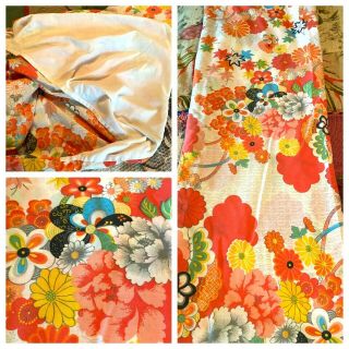 Vintage Wamsutta Kimono Queen Fitted Sheet Ultracale Floral Asian 80 X 90 " Qn?