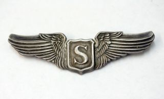 Wwii " S " Service Sterling Pilot Wings Early Production 3 " Solid Back