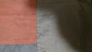 Vintage handmade blue - pink diagonal patchwork quilt top 65x72 3