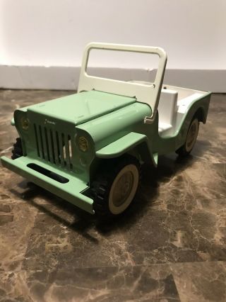 Vintage Tonka Green Vacation Jeep With Fold Down Windshield Pressed Steel Usa