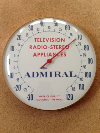Vintage Admiral Television Radio Stereo Glass Dome Thermometer Sign