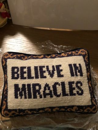 Vintage 1990’s Believe In Miracles Needlepoint Mini Pillow Nos 8.  5x7