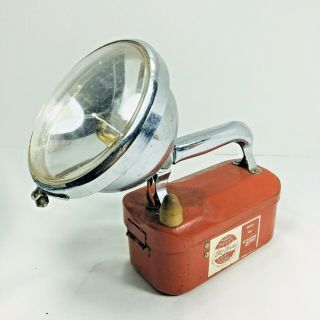 Teledyne " Big Beam " Flashlight Lantern 166 Red Rusted Metal