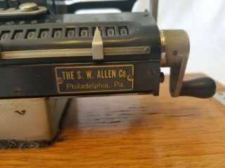 Antique Mechanical Calculator Mfg By The S.  W.  Allen Company 3
