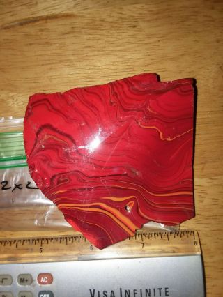 Red Black And Yellow Slag Glass Chunk.  Rare Colors
