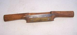Antique Wooden Spoke Shave Beech Wood,  Brass,  Steel,  12 " Long,  3 1/2 Cutter