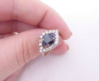 18ct Gold Sapphire Diamond Ring,  Cluster Art Deco Design 18k 750