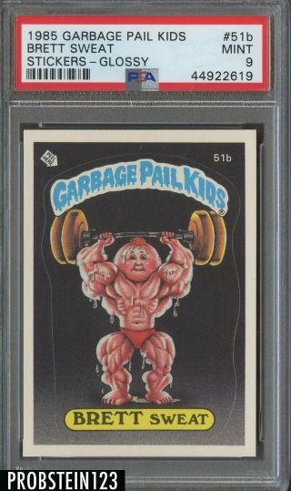 1985 Topps Garbage Pail Kids Gpk Stickers Glossy 51b Brett Sweat Psa 9