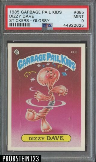 1985 Topps Garbage Pail Kids Gpk Stickers Glossy 68b Dizzy Dave Psa 9