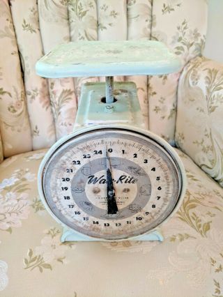 Vintage WAY RITE Scale 25 Lbs Shabby Green 2