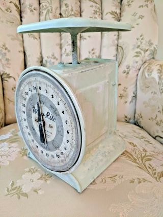 Vintage WAY RITE Scale 25 Lbs Shabby Green 3