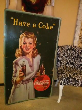 Vintage Coca Cola Cardboard Sign " Have A Coke "