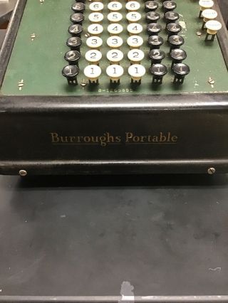 Vintage Burroughs Portable 6 Column Hand Crank Adding Machine 1920s Steampunk 3