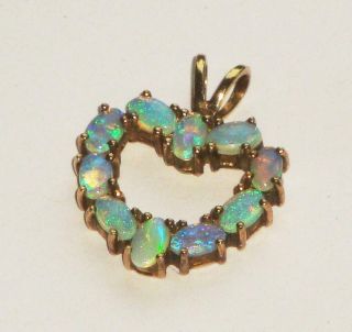 Stunning Antique Vintage Large Love Heart Opal & Gold Necklace Pendant