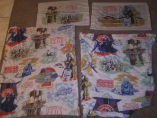 Star Wars Esb Rotj Vintage Twin Bed Sheets 2 Pillow Cases Fitted & Flat Covers
