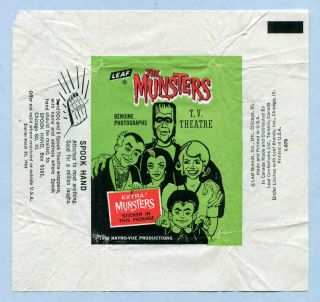 Vintage - 1964 - Leaf - The Munsters Wrapper - Spook Hand Ad