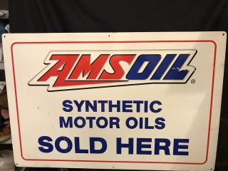 Vintage AMS Oil Sign 2 SIDED.  36 Inch. 3