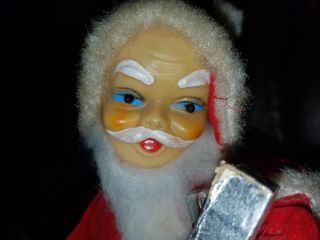 Vintage Santa Claus Battery Operated Eyes Light Up & Rings Bell