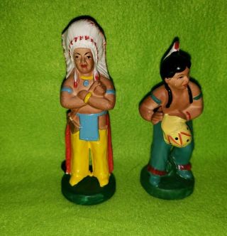 Native American Indian Chief Salt And Pepper Shakers Japan Handpainted