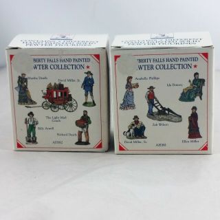 Liberty Falls Hand Painted Pewter Figurines Light Mail Coach & Towns People Set
