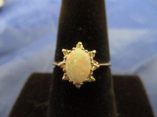 Vintage 14k Yellow Gold Opal And Diamond Ring Size 7 (14k)