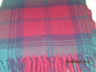 Vintage Faribo Burgundy Plaid Wool Blanket Large 66x51 Vgc