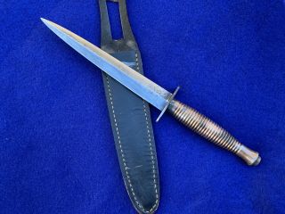 Vint.  F - S Sheffield England Fairbairn - Sykes Dagger W/orig.  Leather Sheath