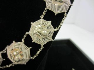 Antique Victorian Silver Spider Web Necklace,  Bracelet,  Earrings,  Ring & Brooch Set