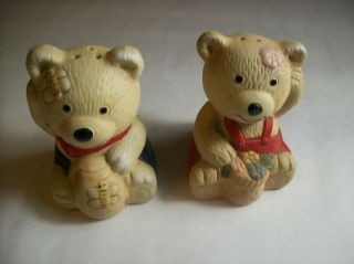 Vintage Teddy Bear Salt And Pepper Shakers