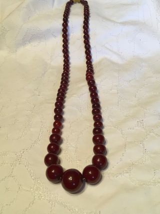 Antique Cherry Amber Graduated Bead Necklace - 66 Grams