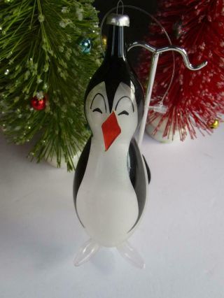 Vintage De Carlini Italy Blown Glass Penguin Ornament