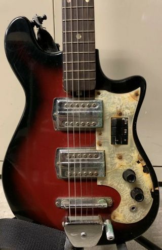 Vintage 1960s Mij Flame Sunburst 6 String Electric Guitar