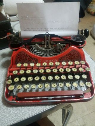 Vintage 1920’s L.  C.  Smith & Corona Red No.  4 Portable Typewriter In Case