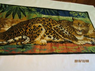 Vintage Leopard Velvet Tapestry Rug & Wall Hanging - 20x38 F8