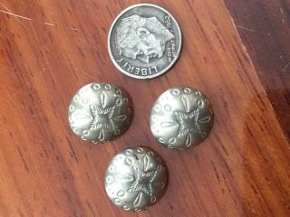 Vintage Navajo Stamped Silver Concho Buttons Set Of 3