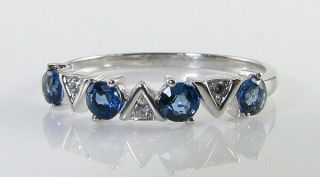 Class 9k 9ct White Gold Sapphire Diamond Art Deco Ins Eternity Ring Resize