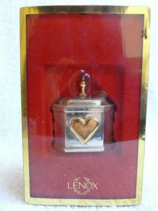 Lenox Mini Heart Box Ornament Williamsburg Trinket Box Silver Plated